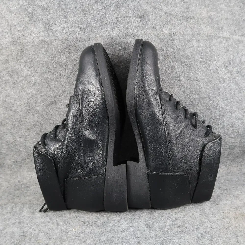 Step Up Shoes Womens 7W Ankle Boots Lace Up Leather Bootie Comfort Black Retro
